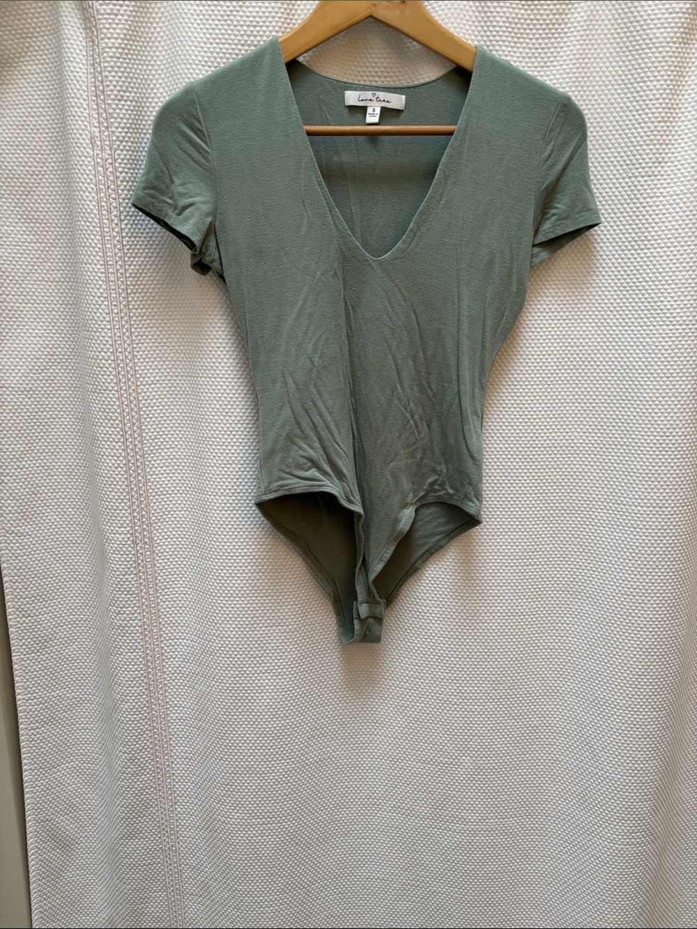 Love Tree Sage Green V-Neck Short Sleeve Bodysuit